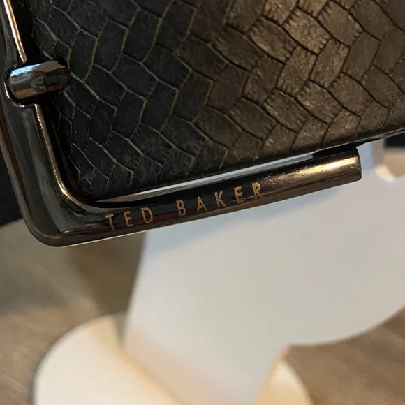 Ted Baker London Black Woven Basket Weave Design Leather Belt Sz 36 Mens